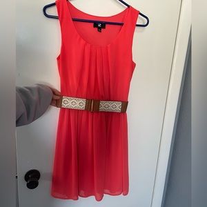 iZ Byer Coral dress w/ belt. Size 8